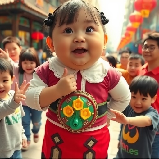 西安200斤萌妹COS石矶娘娘被当真 小朋友大呼可爱！
