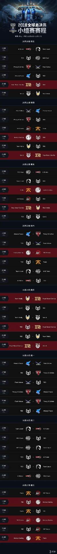 《LOL》S8小组赛赛程公布 八天不间断高强度比赛!(图2) 游侠网